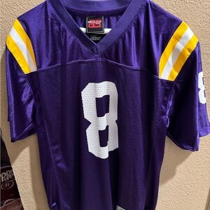 LSU Tigers #8 LSU Football Youth XLarge (18-20) Purple Jersey NCAA Genuine Stuff